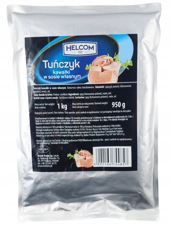 GREEK T Tuńczyk kawałki w sosie własny 1kg/950g/16