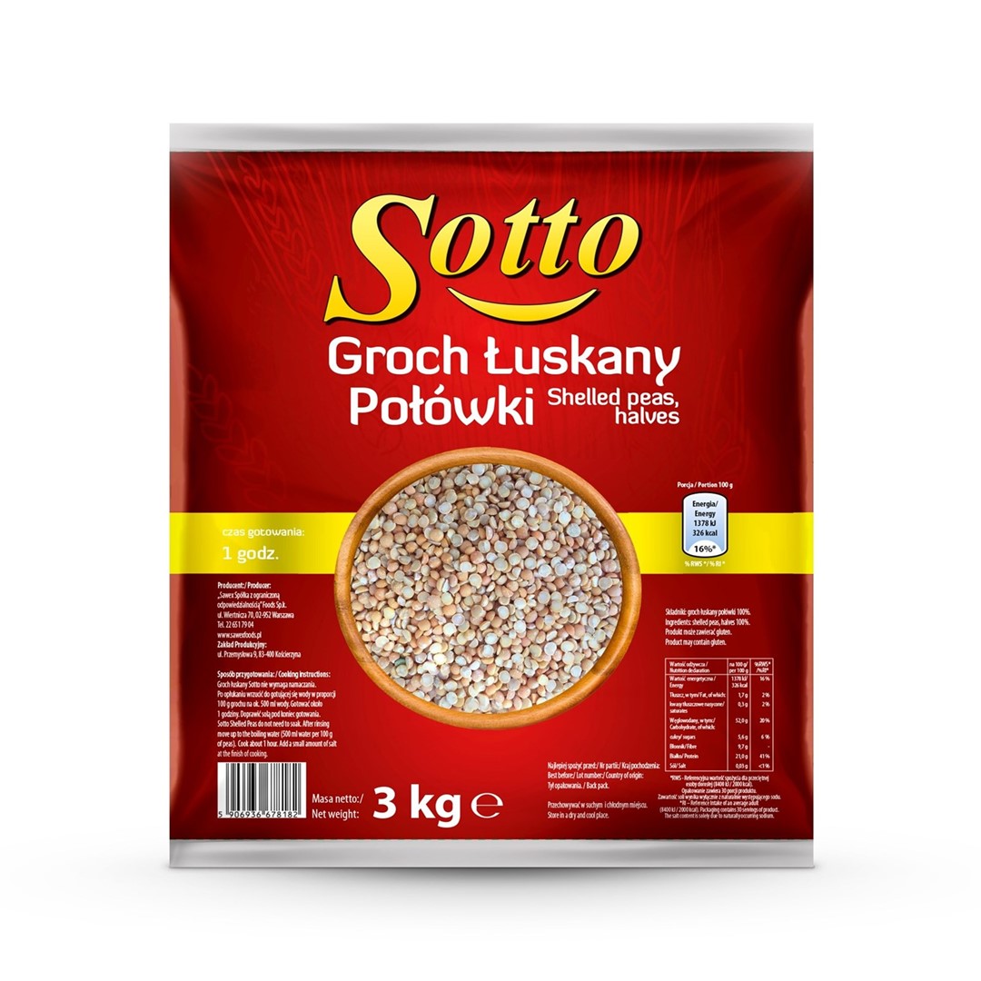 SAWEX HALINA Groch łuskany połówki 3kg/Sotto