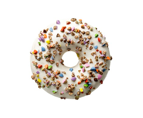 LA LOR. Donut biały posypany kruszony cuk 57g/48