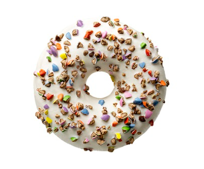 LA LOR. Donut biały posypany kruszony cuk 57g/48