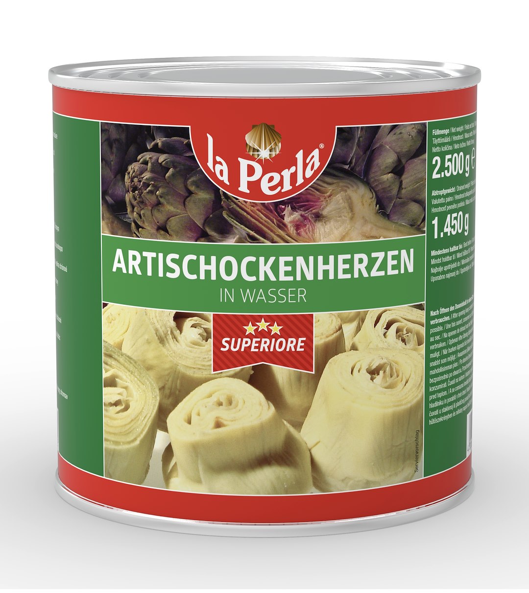 LA PERLA Karczochy serca w solan. 2650ml/1350g/12/