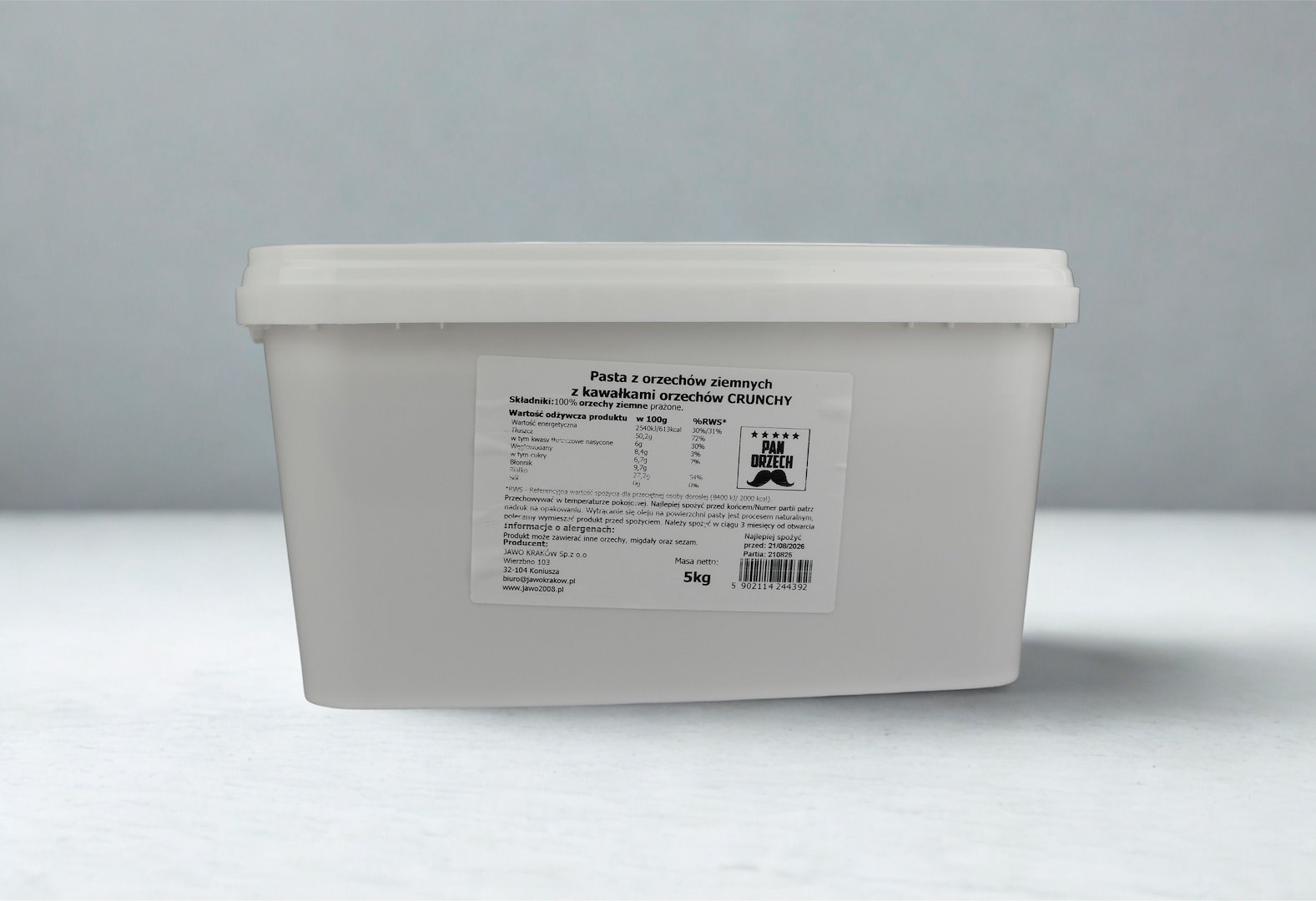 PAN ORZECH Pasta z orzechów ziem. crunchy b/s 5kg