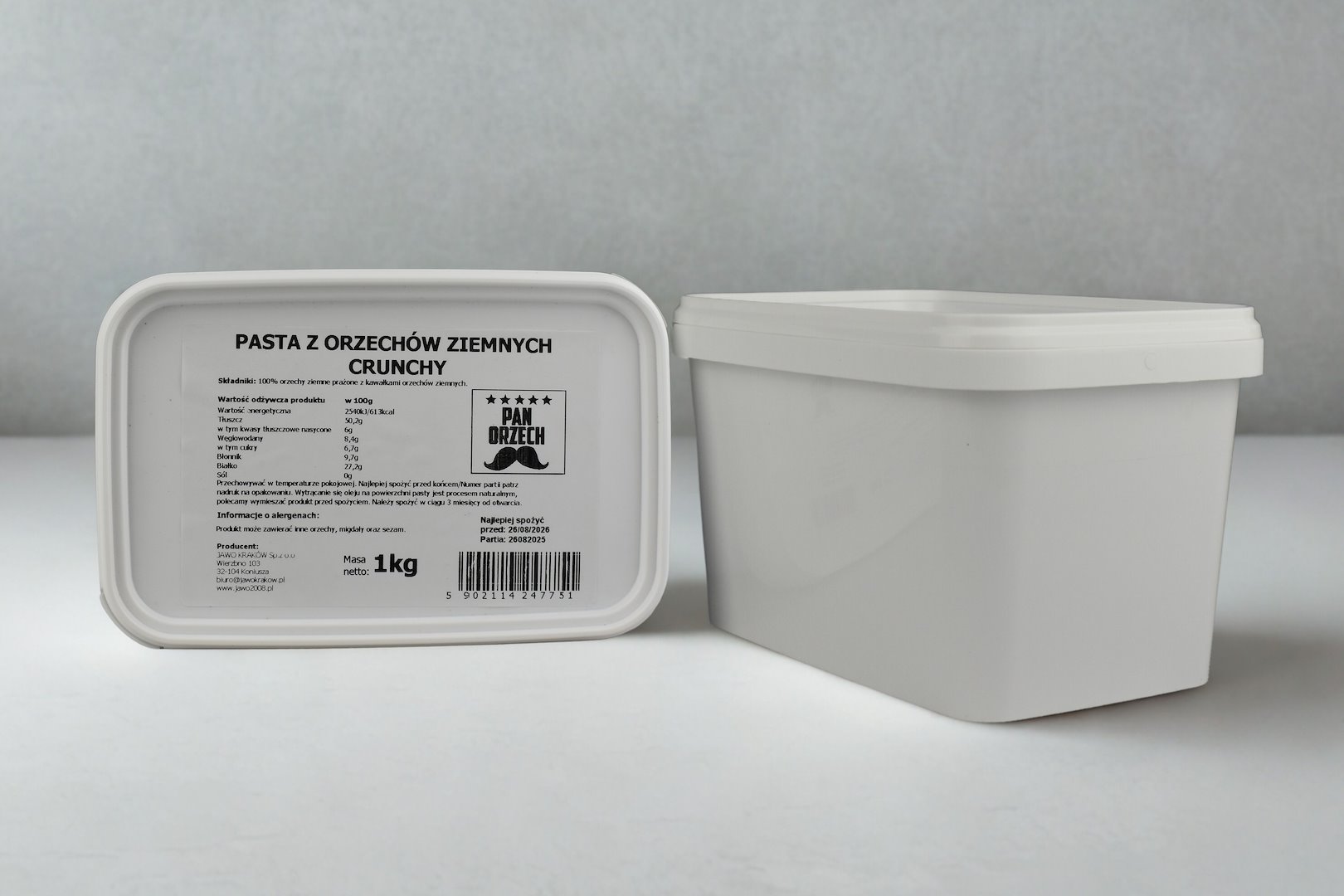PAN ORZECH Pasta z orzechów ziem. crunchy b/s 1kg