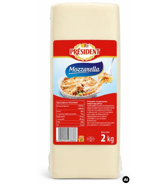 PRESIDENT Mozzarella blok 2kg /4