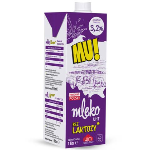 WM SIERADZ Mleko UHT  MU  3,2% 1L bez laktozy/12/