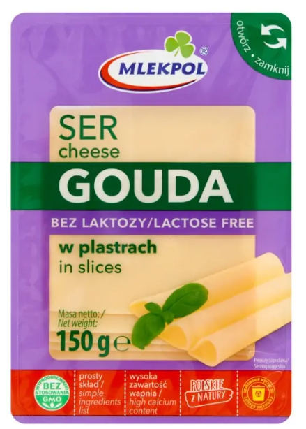 MLEKPOL Ser plastry 150g Gouda bez laktozy /12/