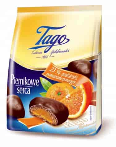TAGO Pierniki w czekoladzie pomarańczowe 160g/12