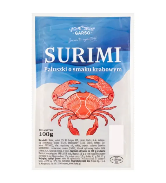 GARSO Paluszki surimi o smaku krabowym 100g /15
