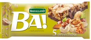 BAKALLAND Baton 40g*25szt 5 orzechów/1