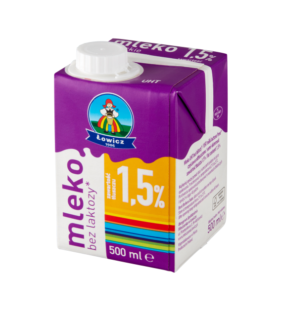 ŁOWICZ  Mleko UHT 1,5% bez laktozy 0,5l /12