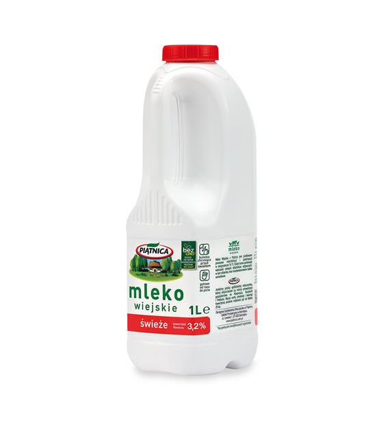 PIĄTNICA Mleko wiejskie 3,2% 1l butelka /6
