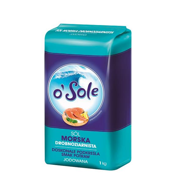 CENOS Sól O'Sole morska drobna jodowana 1kg /12