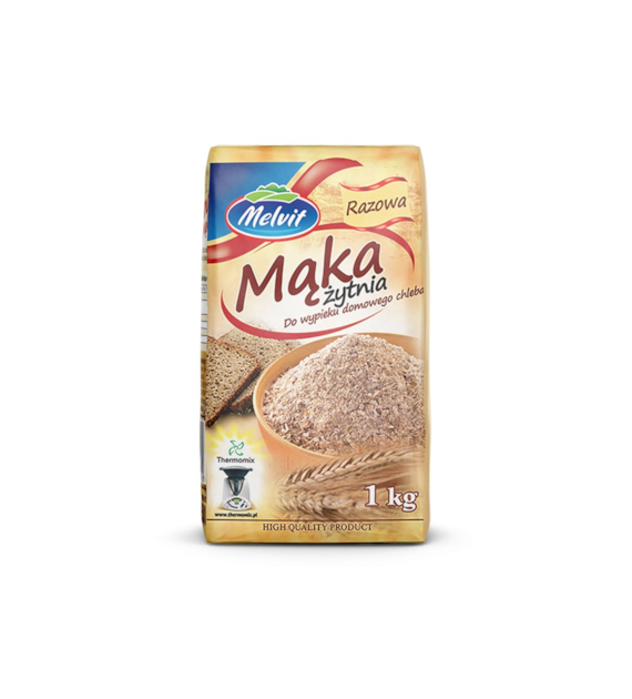 MELVIT Mąka żytnia razowa 1kg TYP 2000 papier/10