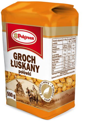 POLGREEN Groch łuskany 500g/12/