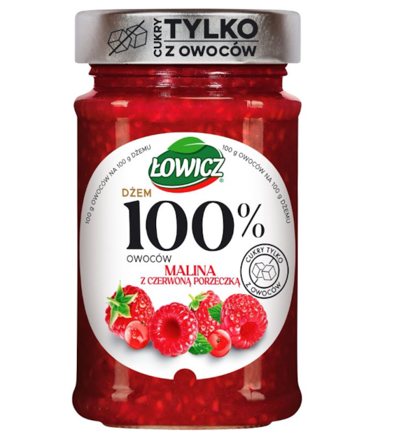 ŁOWICZ Dżem 100% z owoców malina 210g /8
