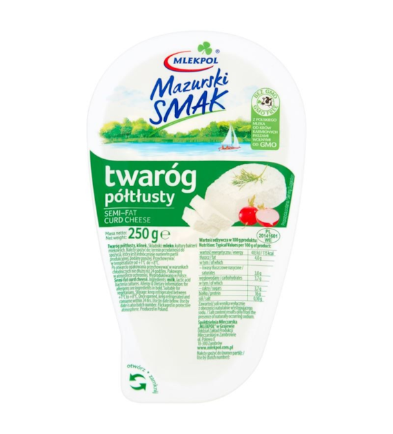 MLEKPOL Twaróg mazurski klinek półtłusty 250g /6