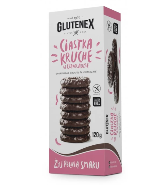 GLUTENEX Ciastka kruche w czekoladzie 120g /12