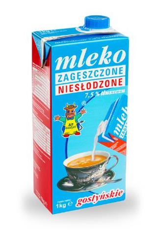 GOSTYŃ Mleko niesłodzone karton 1kg /12