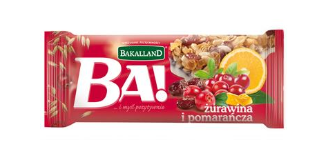 BAKALLAND Baton 40g*25szt żurawina/pomarańcza/1