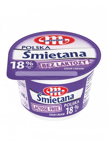 MLEKOVITA Śmietana 18% bez laktozy 200g /12