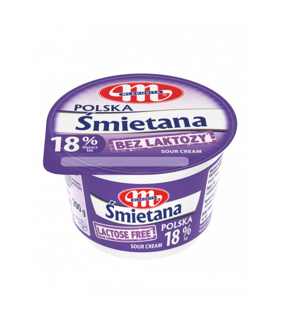 MLEKOVITA Śmietana 18% bez laktozy 200g /12