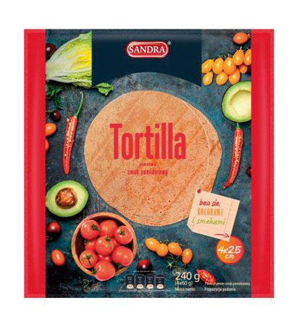 SANDRA Tortilla pomidorowa 25cm*4 szt. /20