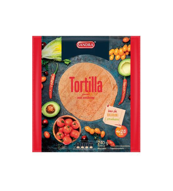 SANDRA Tortilla pomidorowa 25cm*4 szt. /20